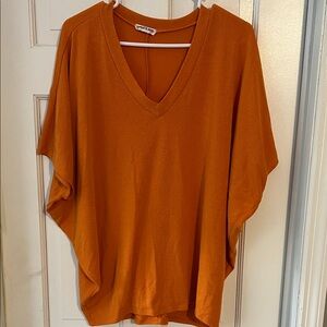 Chic V-Neck Orange Blouse